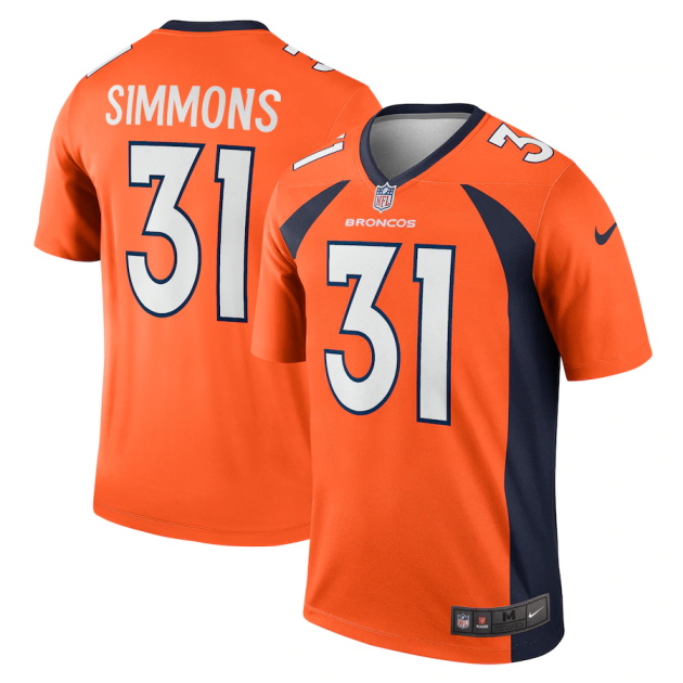 mens nike justin simmons orange denver broncos legend jersey